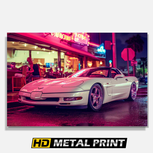 White 2004 Corvette Metal Poster Print