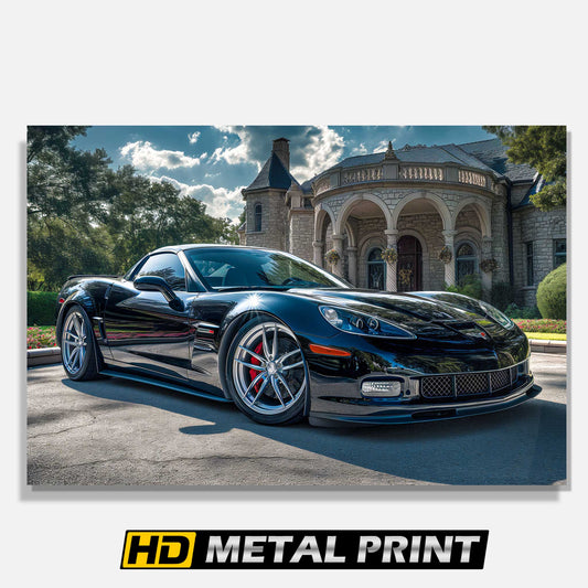 Black 2013 Corvette C6 Metal Poster