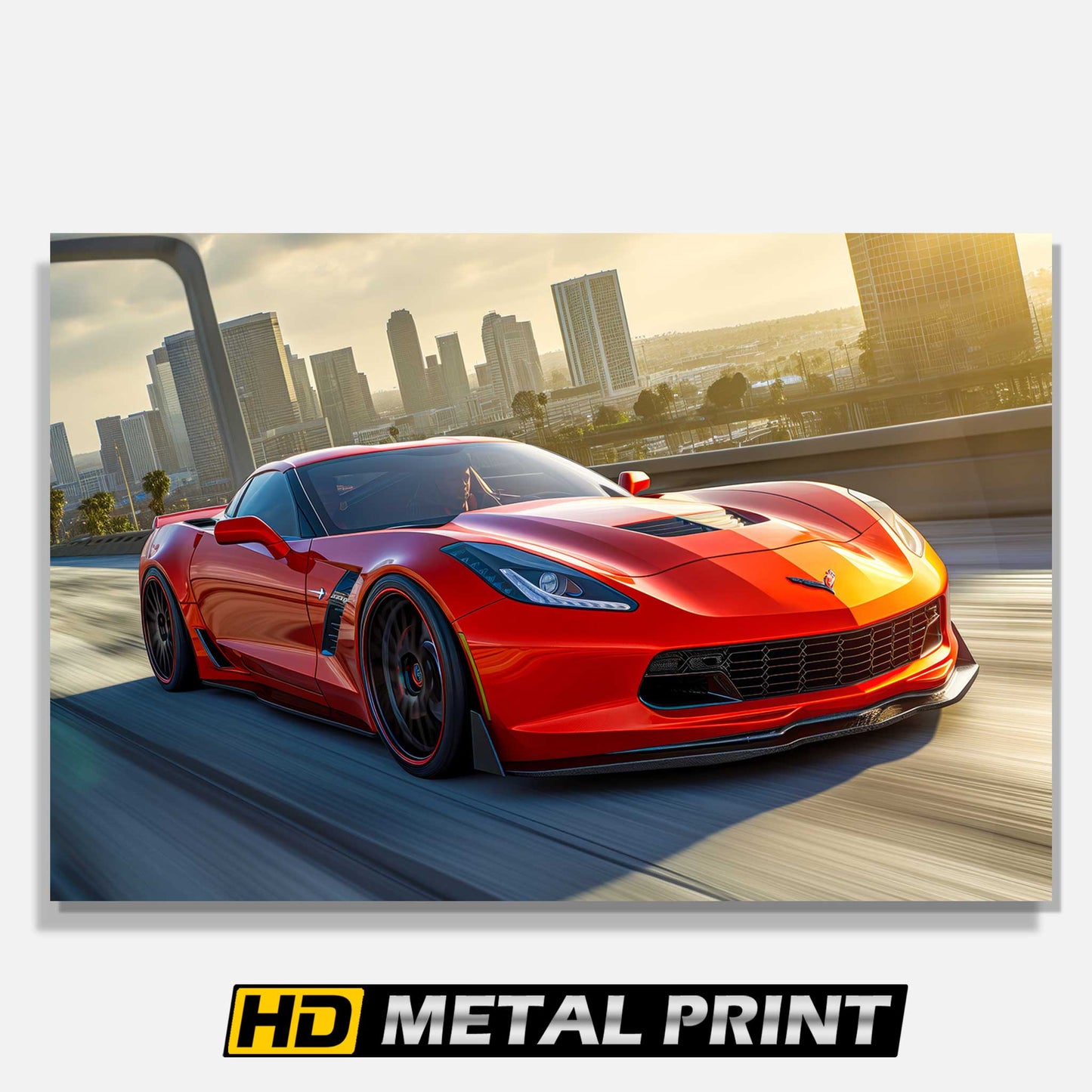 Red 2019 Corvette C7 Metal Poster