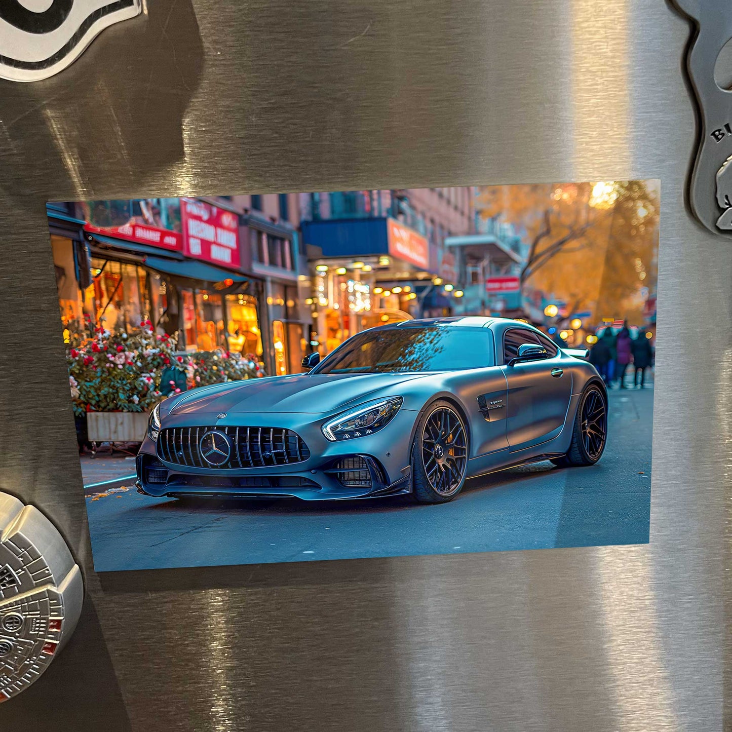 Cirrus Silver 2024 Mercedes AMG GT Metal Poster
