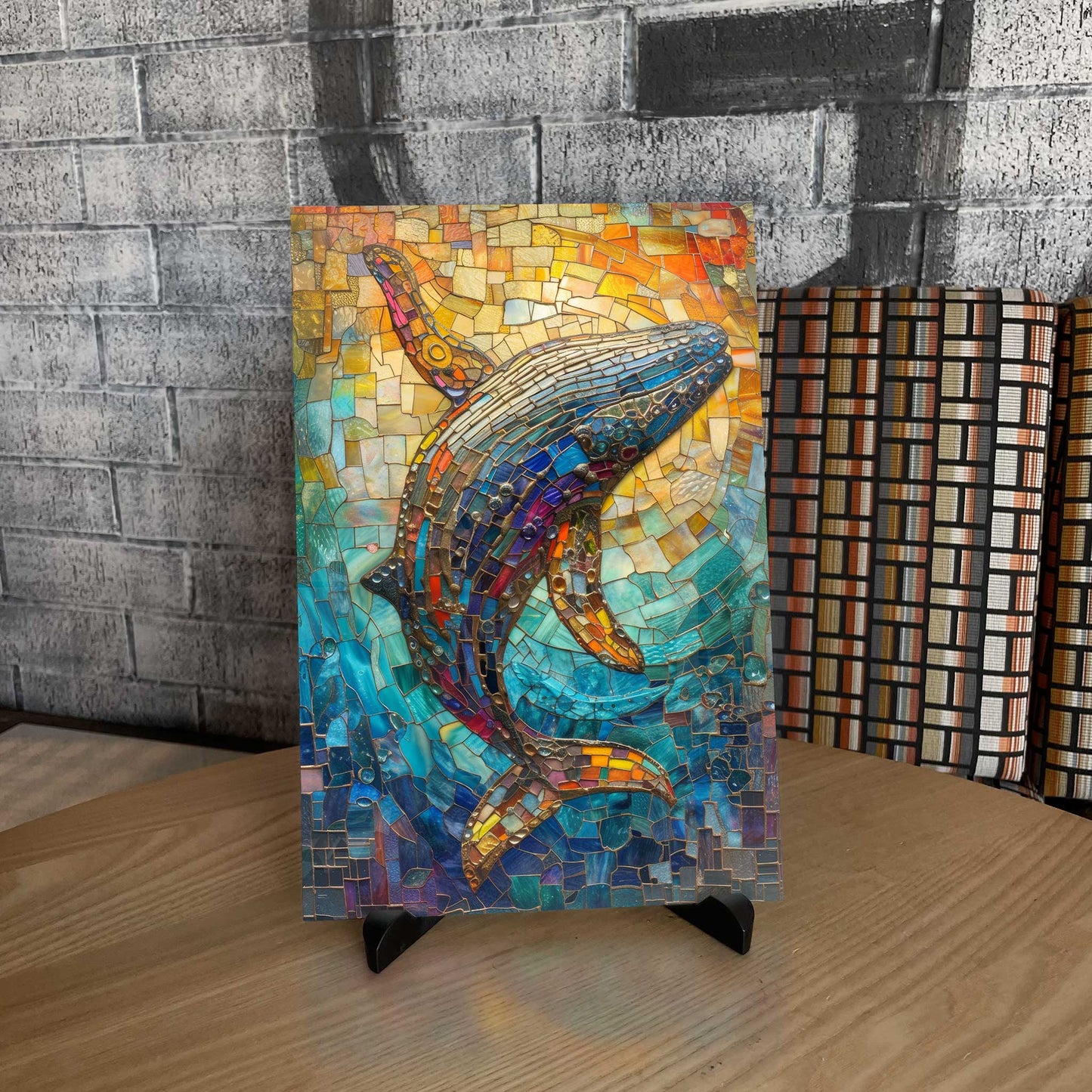 Stained Glass Whale Metal Poster