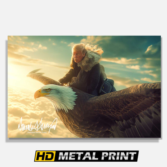 President Trump on an Eagle Metal Print