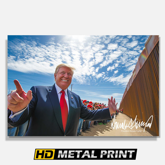 President Trump at the Border Wall Metal Print