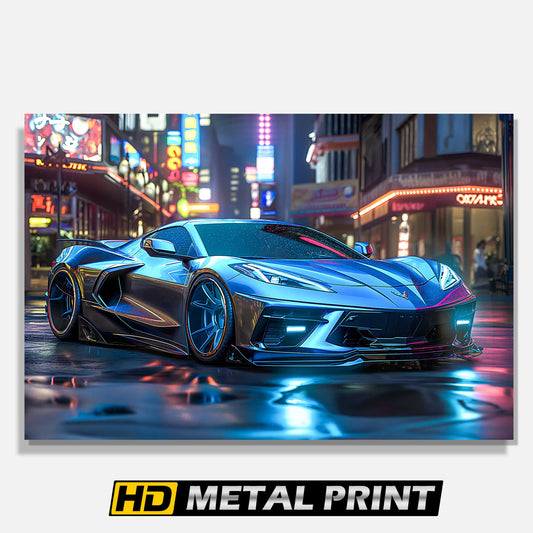 Blue 2024 Corvette C8 Metal Print