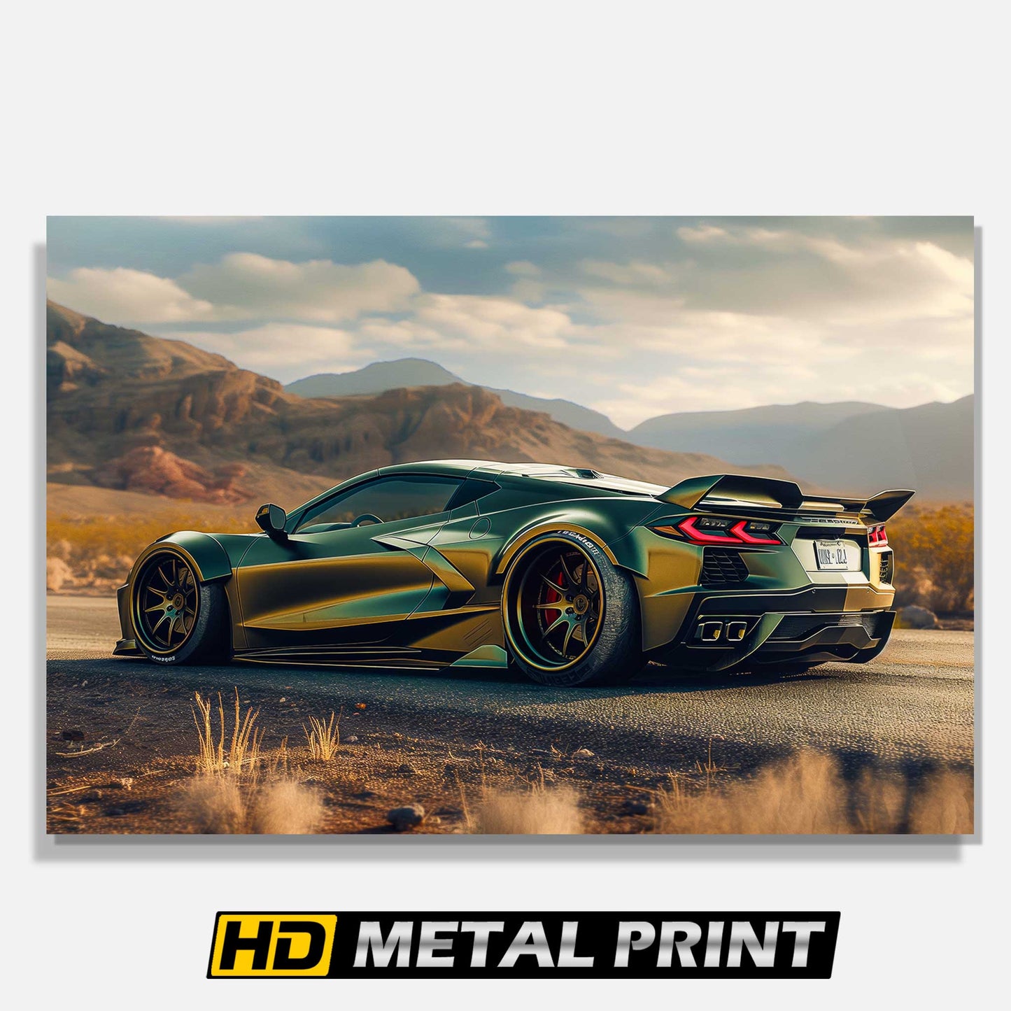 Green 2024 Corvette C8 Metal Print