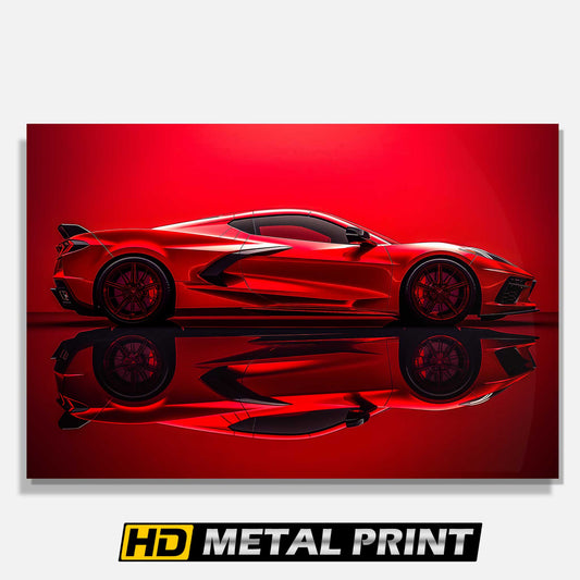 Red 2024 Corvette C8 Reflect Metal Print
