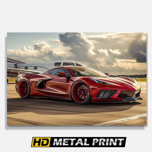 Red 2024 Corvette C8 Jet Set Metal Print
