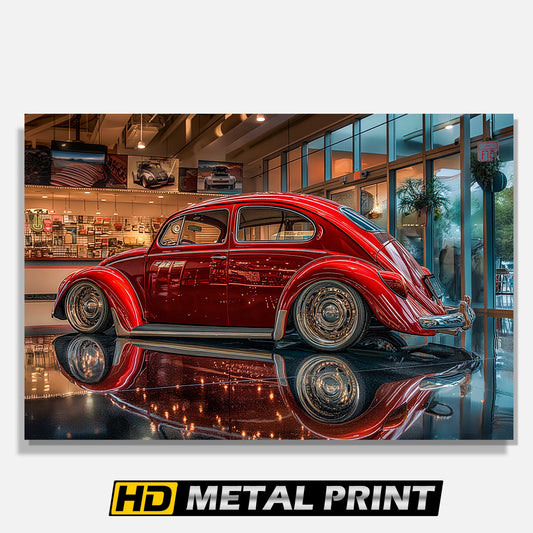 1958 Red Volkswagen Beetle Metal Print