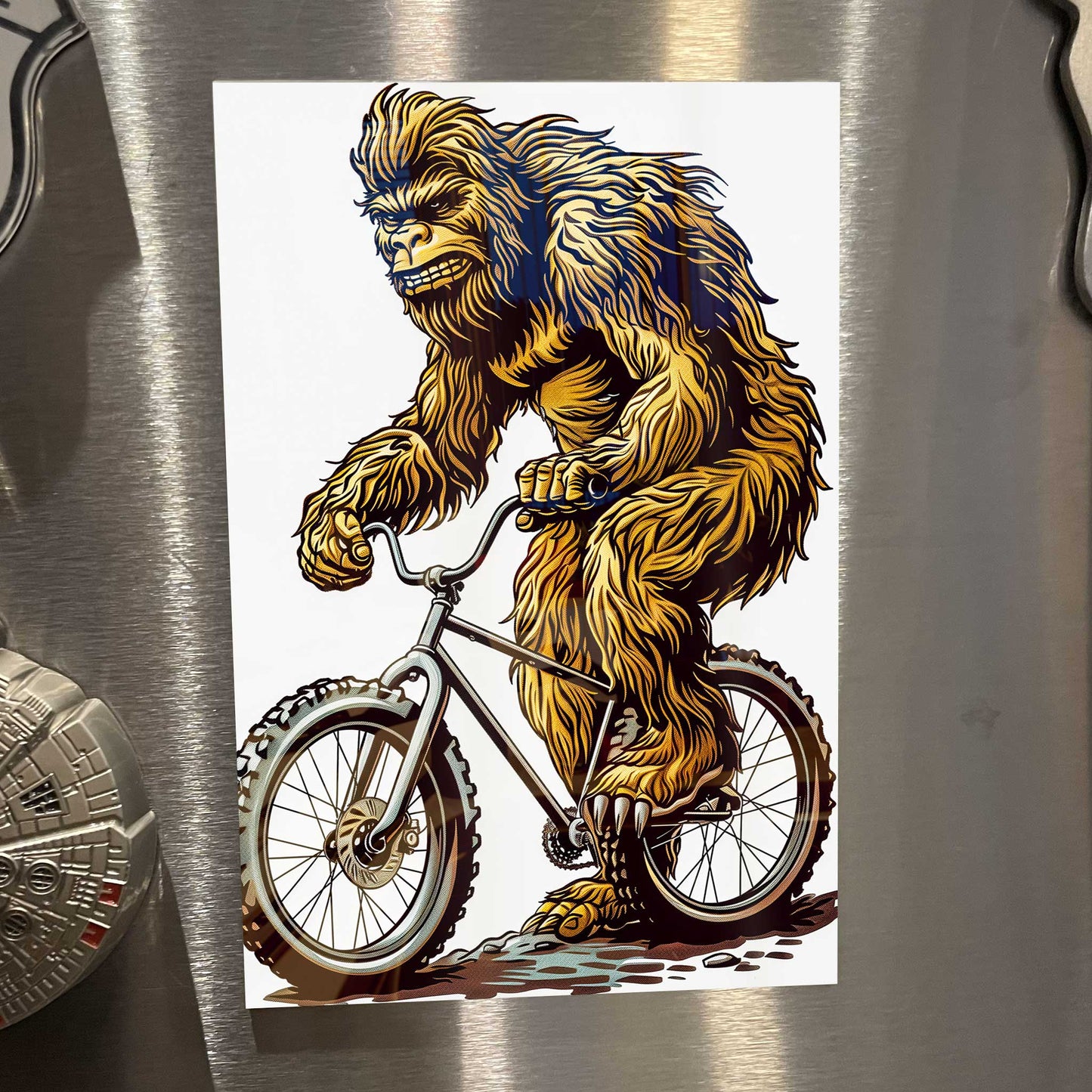 Sasquatch Bigfoot Biking Poster Metal Print