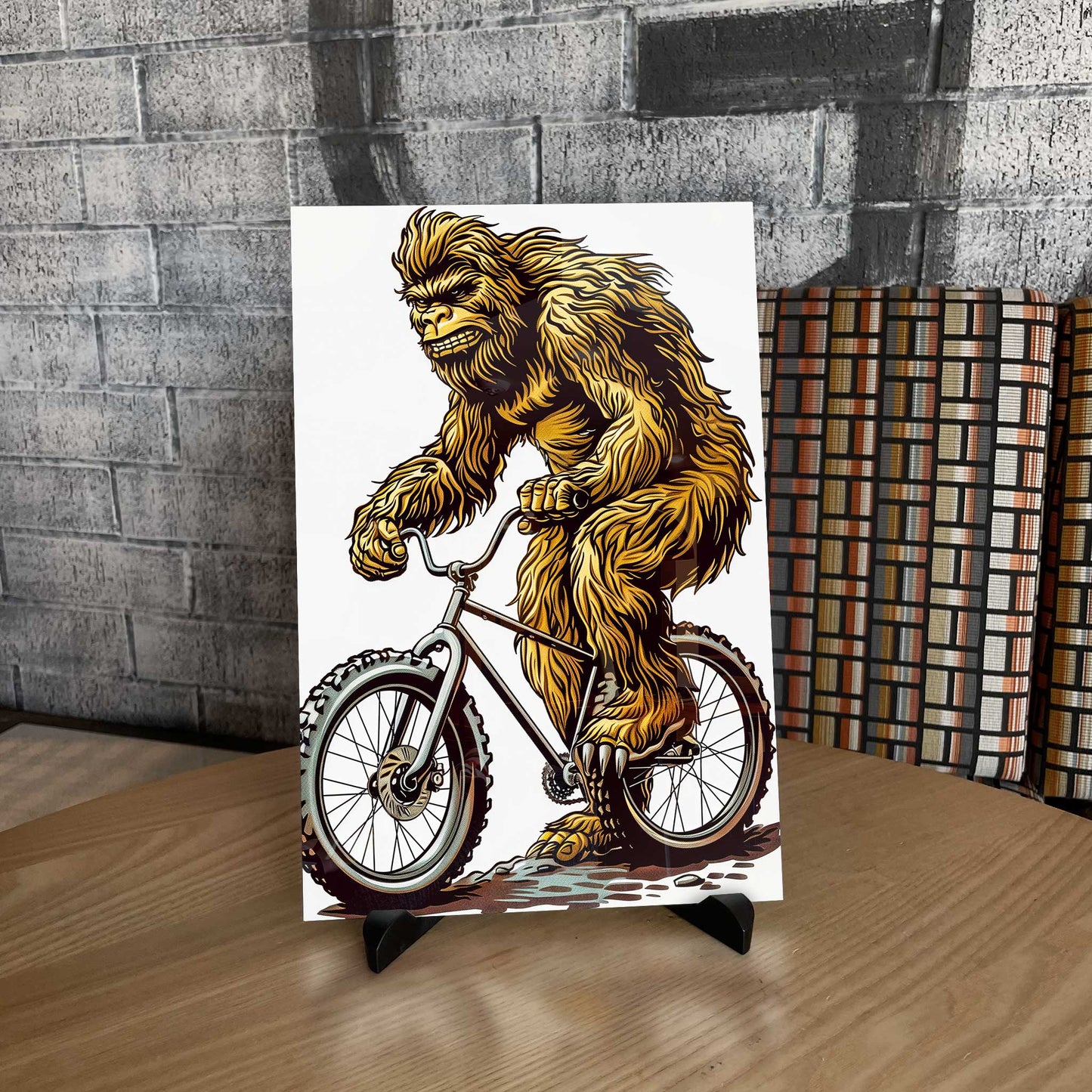 Sasquatch Bigfoot Biking Poster Metal Print