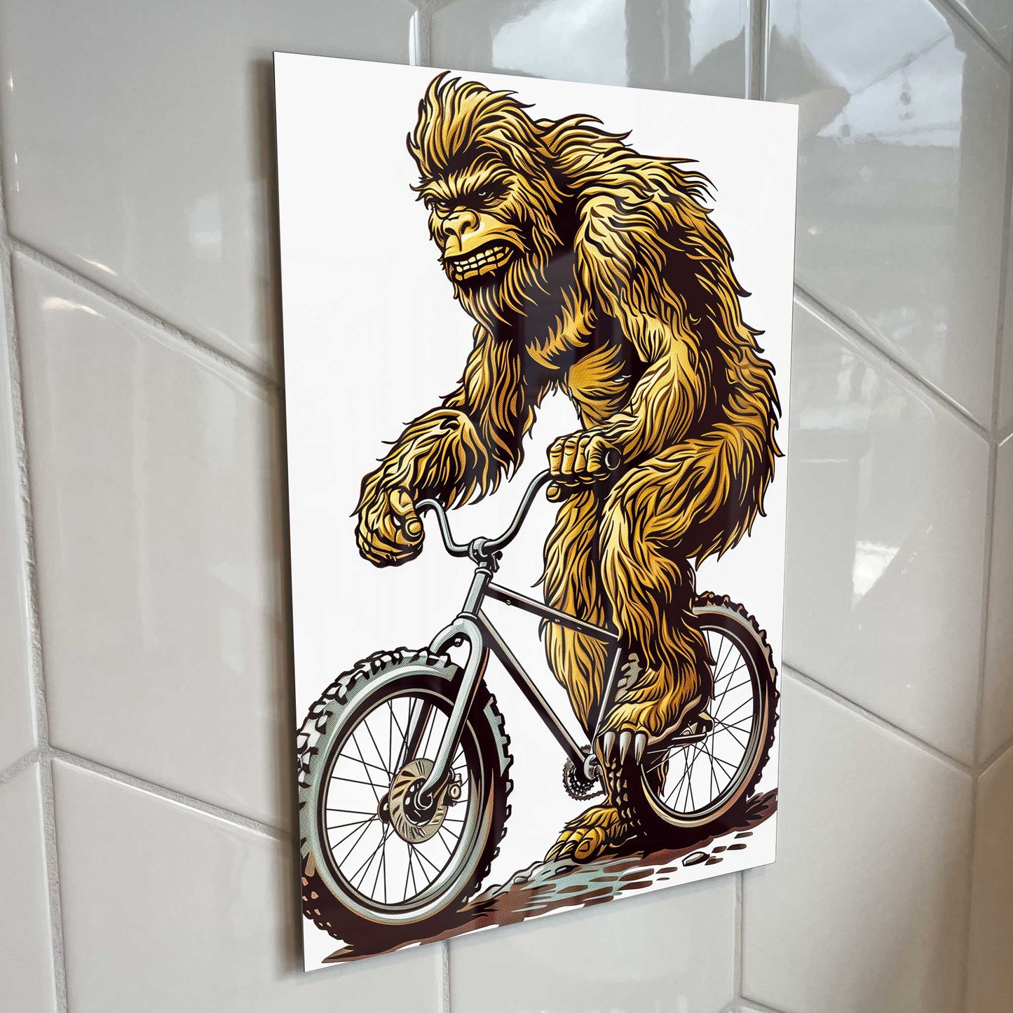 Sasquatch Bigfoot Biking Poster Metal Print