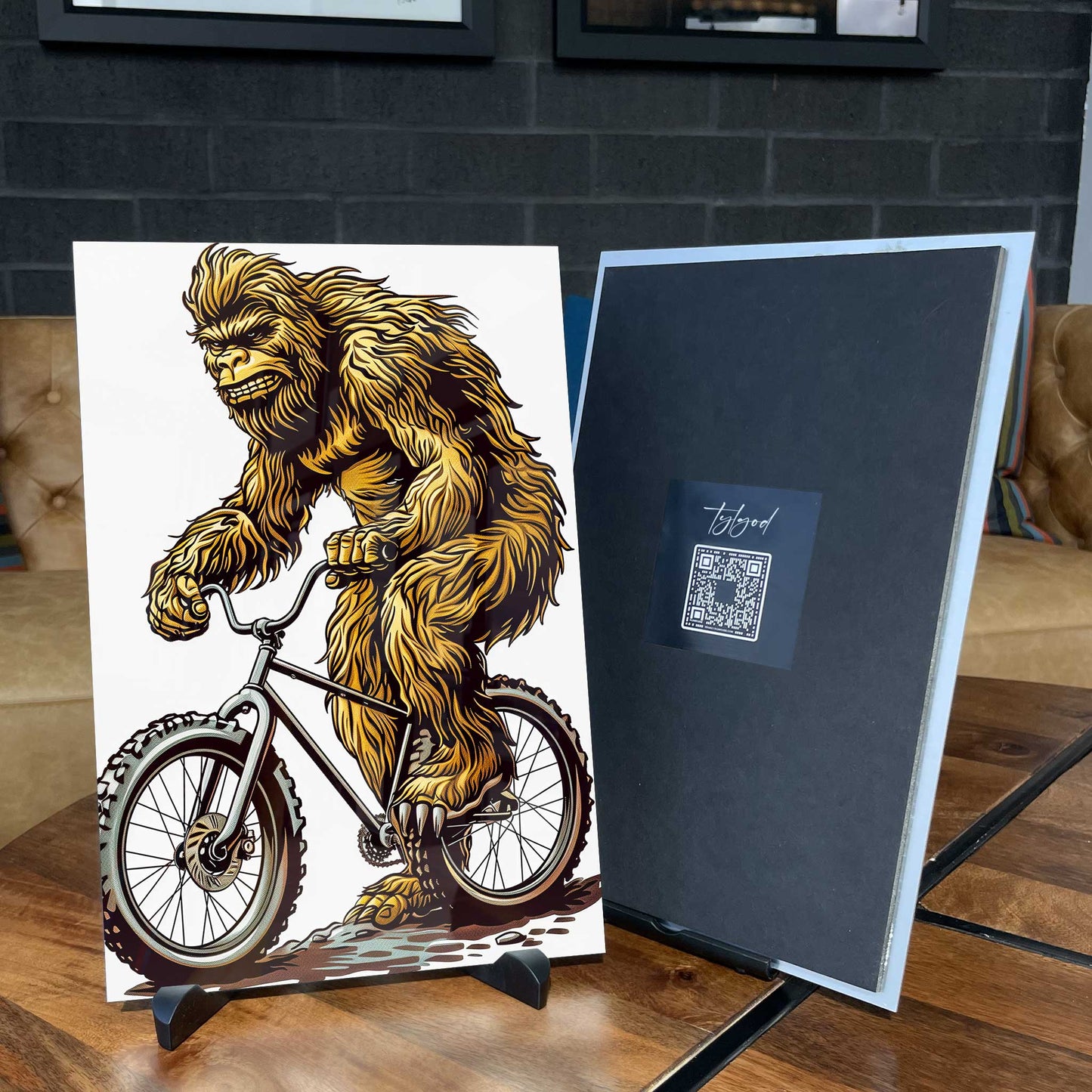 Sasquatch Bigfoot Biking Poster Metal Print