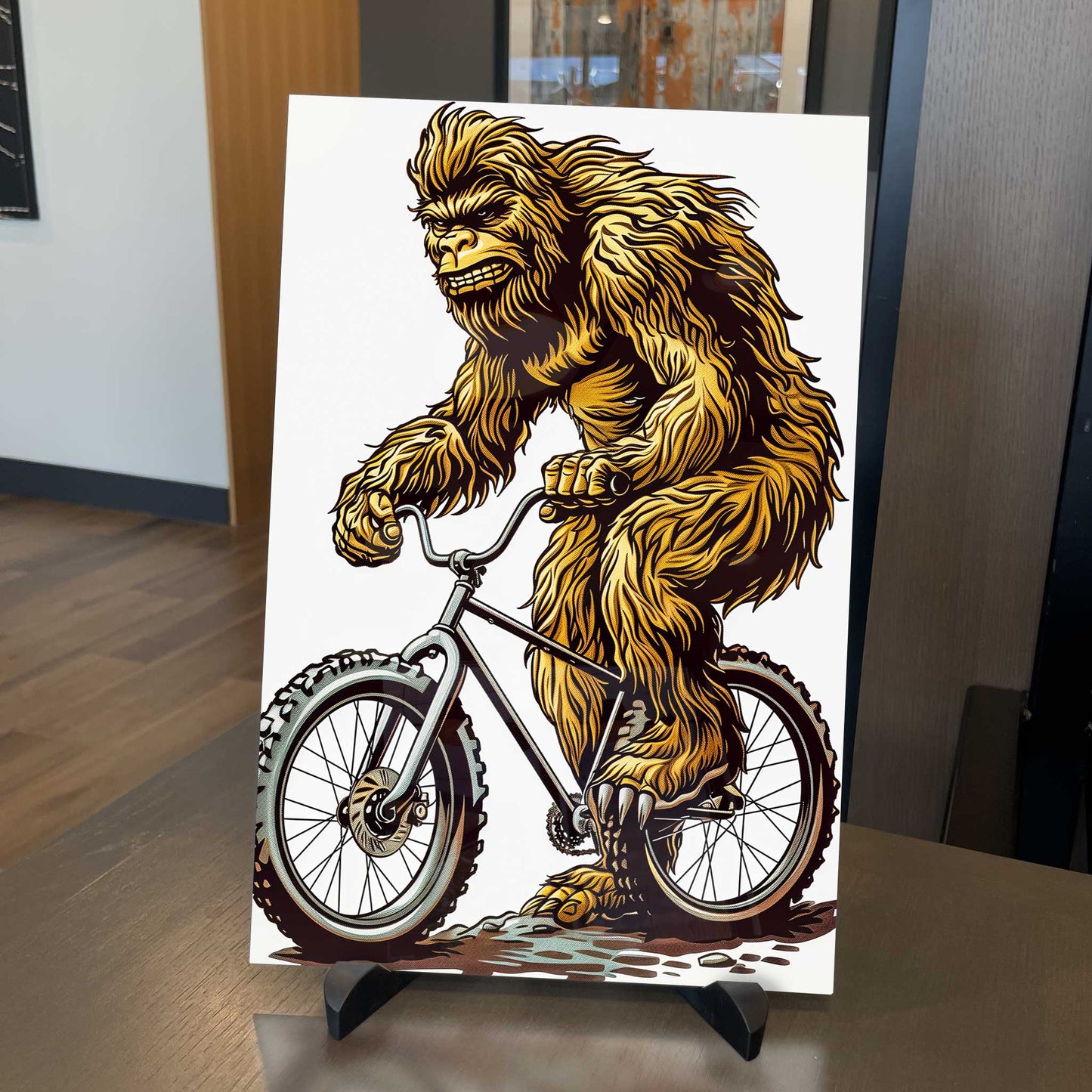 Sasquatch Bigfoot Biking Poster Metal Print