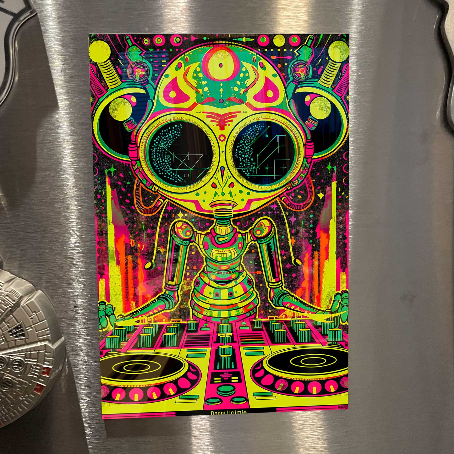 Alien DJ Psychedelic Acid Trippy Metal Print