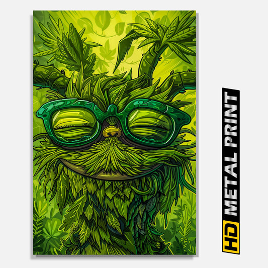 Bud Man Cannabis Marijuana Trippy Metal Print