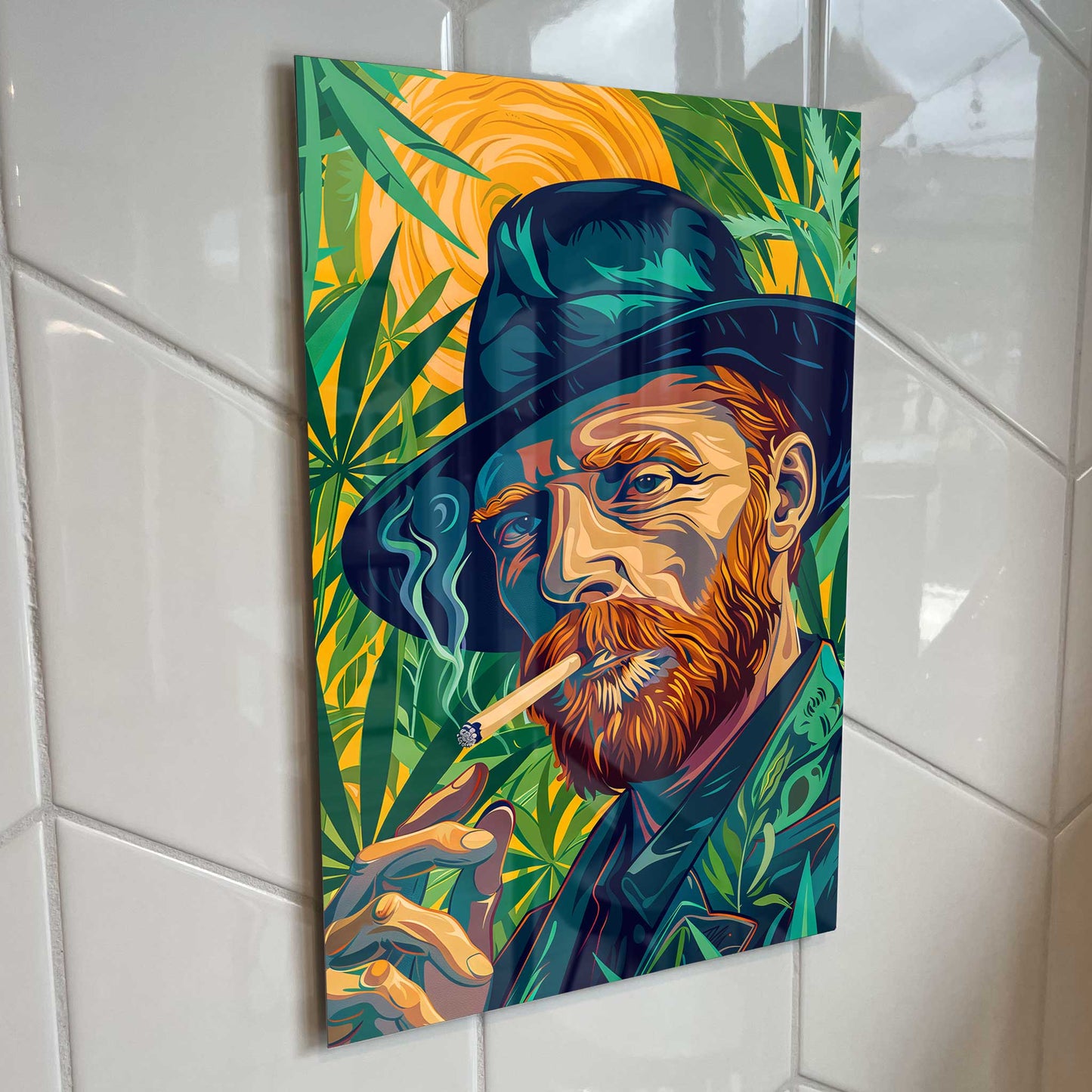 Buddy Van Gogh Cannabis Marijuana Trippy Metal Print