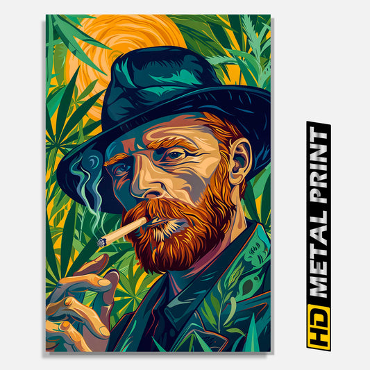 Buddy Van Gogh Cannabis Marijuana Trippy Metal Print