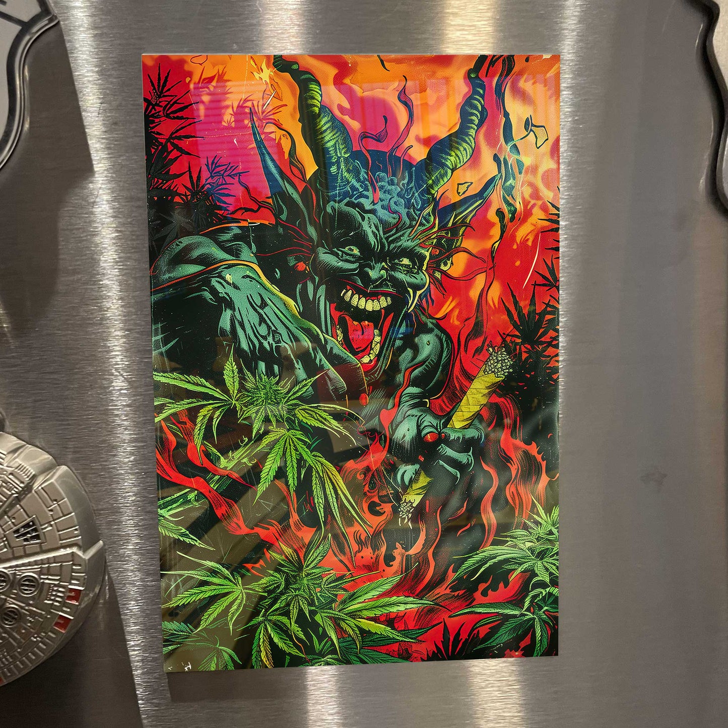 Devil's Lettuce Cannabis Marijuana Trippy Metal Print