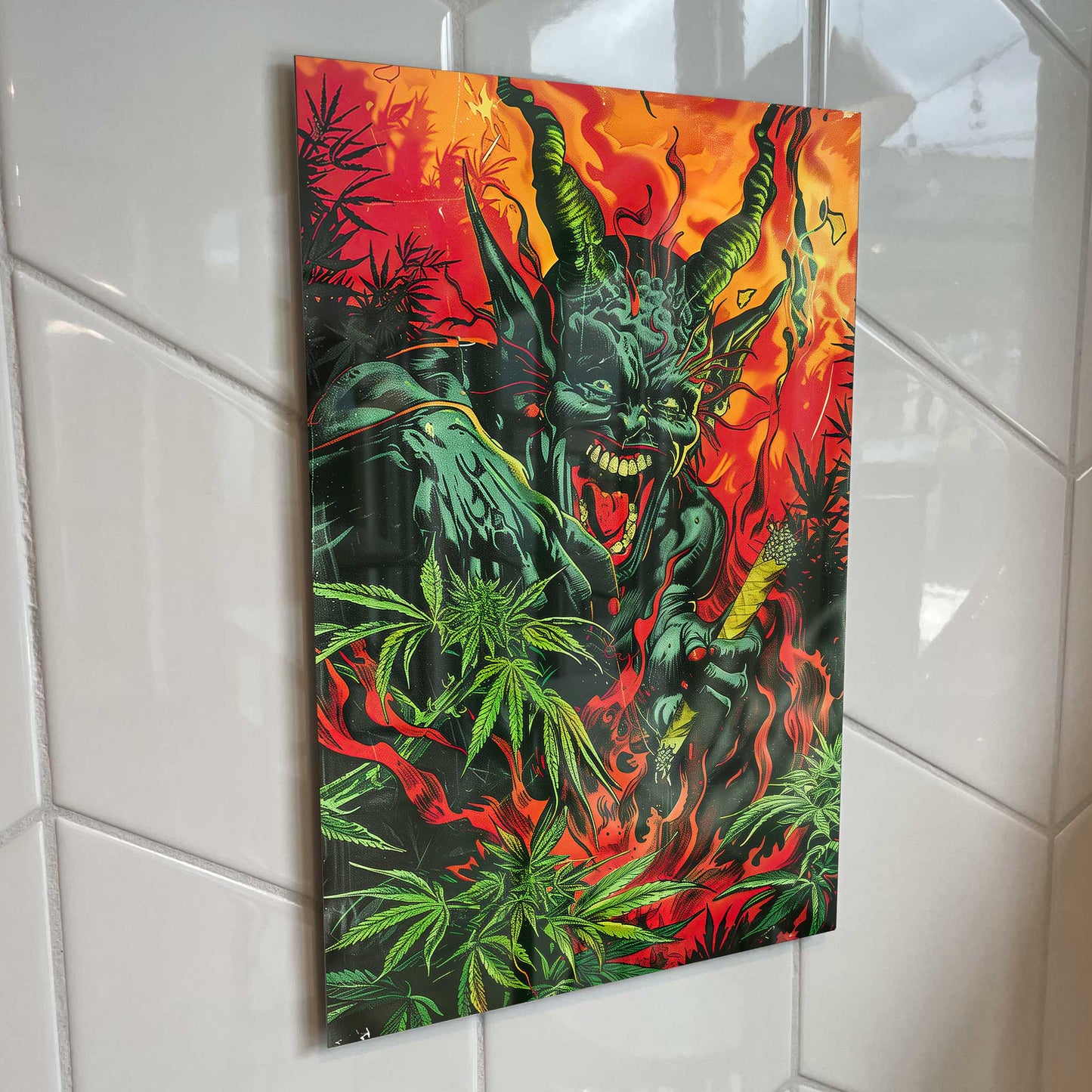 Devil's Lettuce Cannabis Marijuana Trippy Metal Print