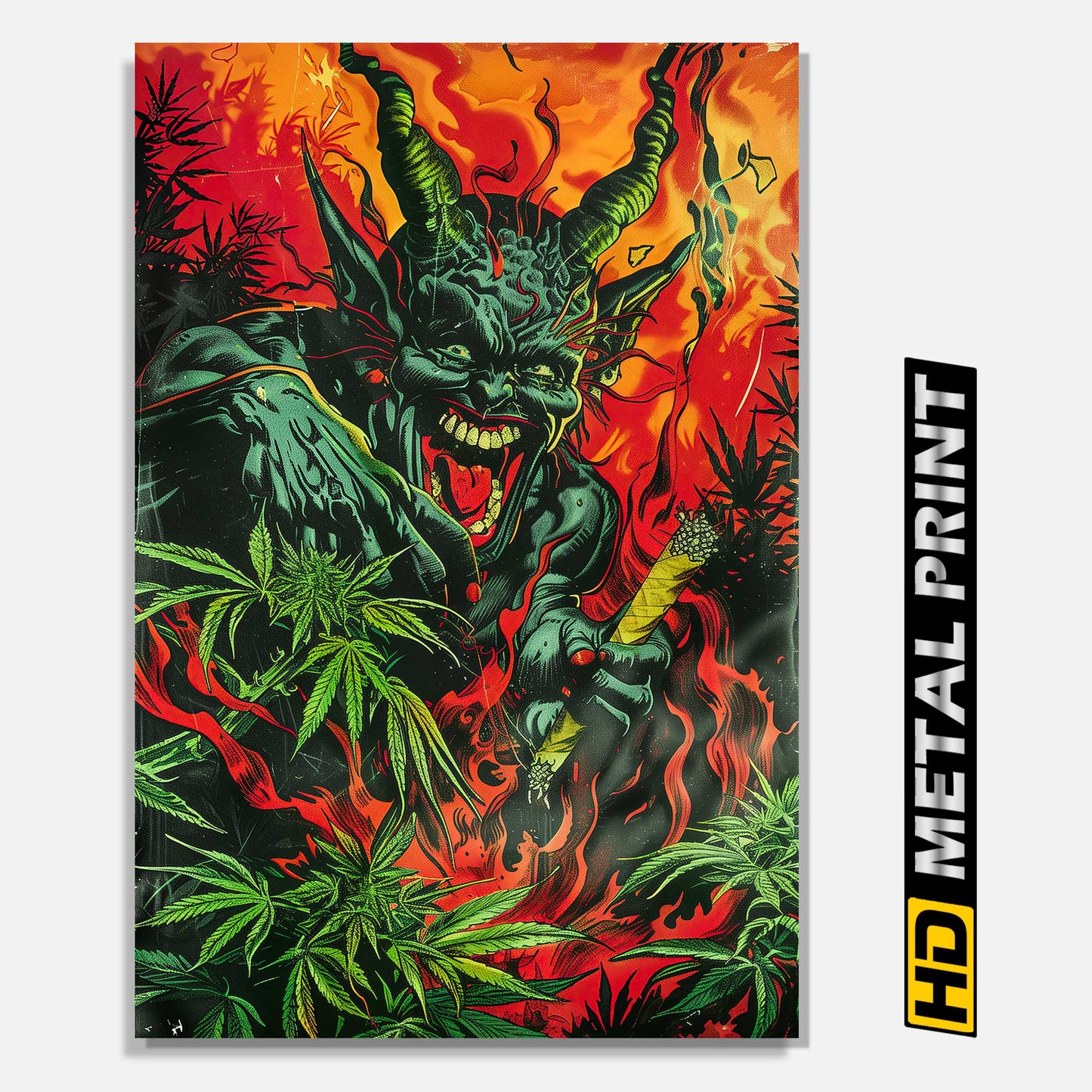 Devil's Lettuce Cannabis Marijuana Trippy Metal Print