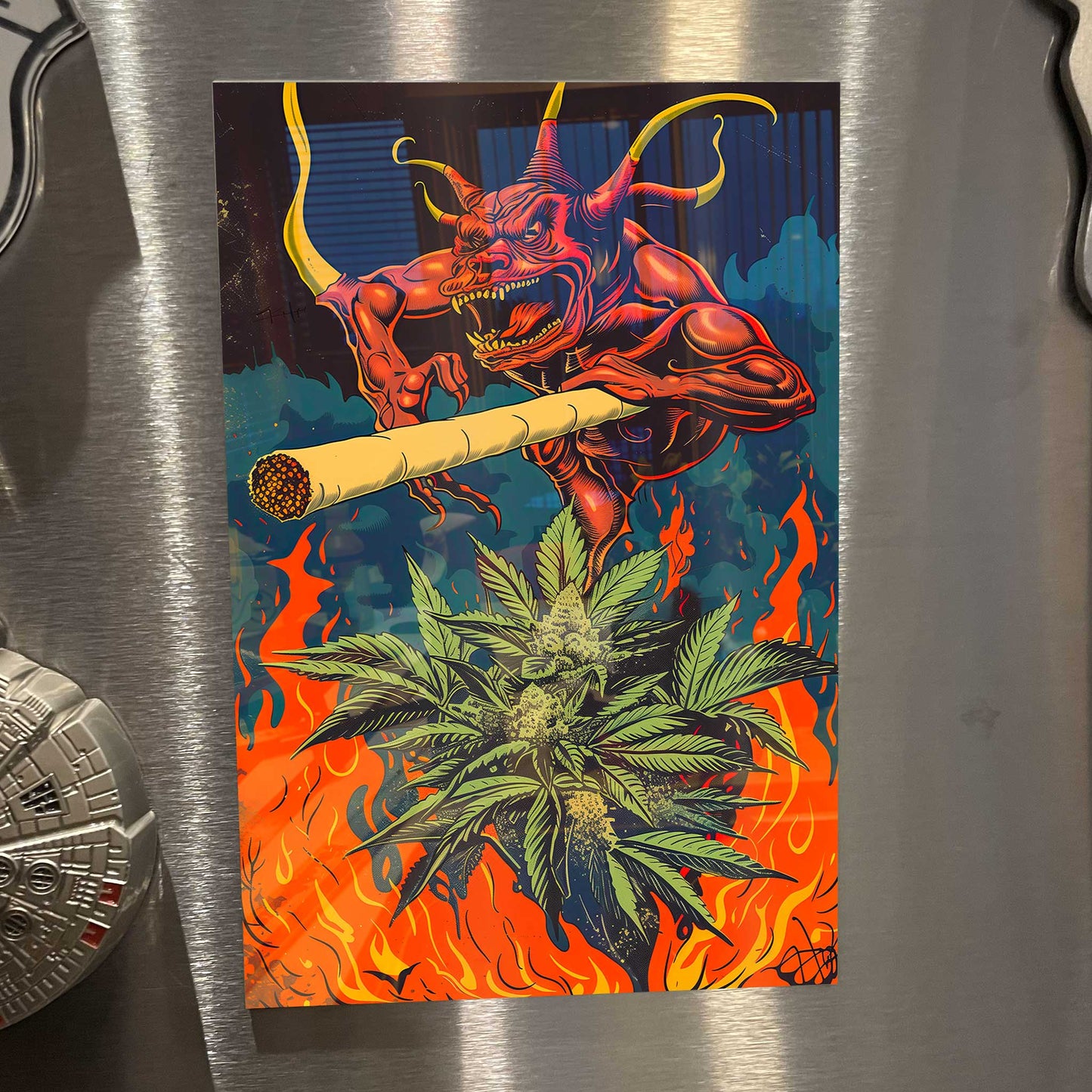 Devil's Lettuce Cannabis Marijuana Trippy Metal Print