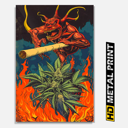 Devil's Lettuce Cannabis Marijuana Trippy Metal Print
