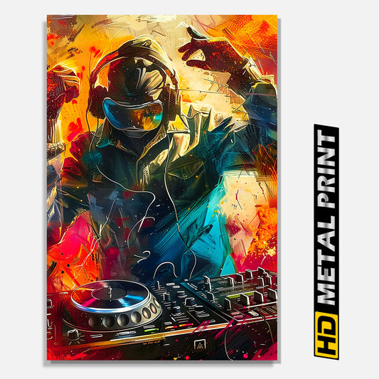 EDM Hip-Hop DJ Abstract Metal Print
