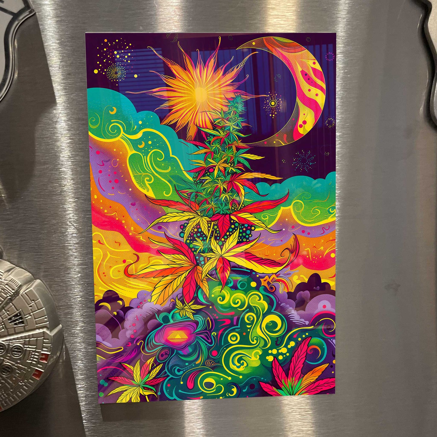 Bud Scape Cannabis Marijuana Trippy Stoner Metal Print