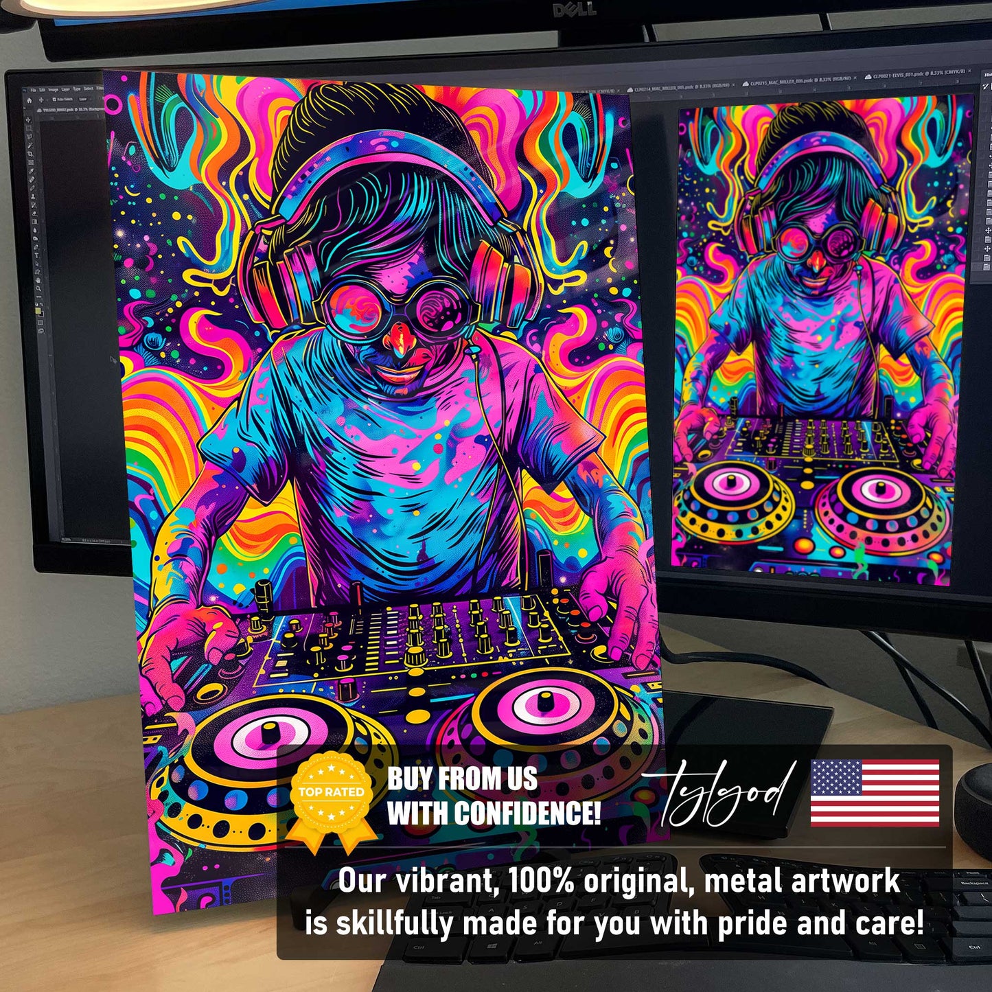 EDM Rave DJ Psychedelic Trippy Abstract Metal Print