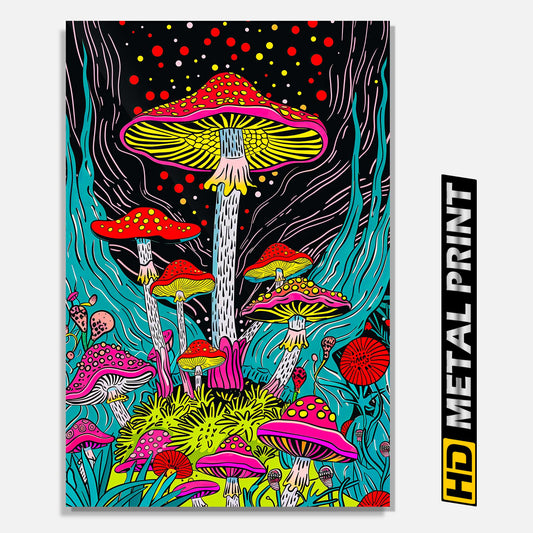 Shroom Scape Trippy Psychedelic Metal Print