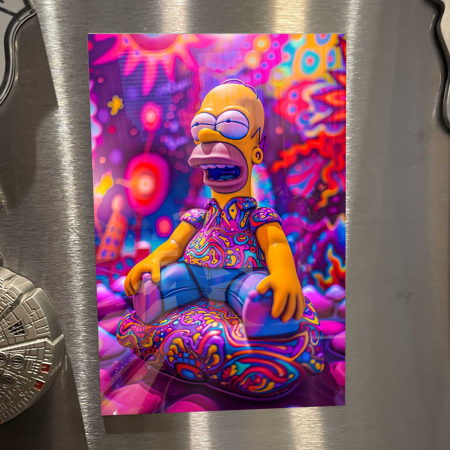 Stoner Simpson Cannabis Psychedelic Metal Print