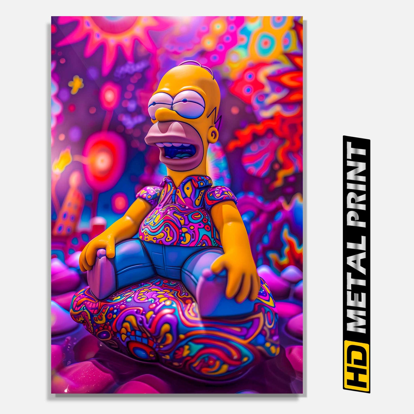 Stoner Simpson Cannabis Psychedelic Metal Print