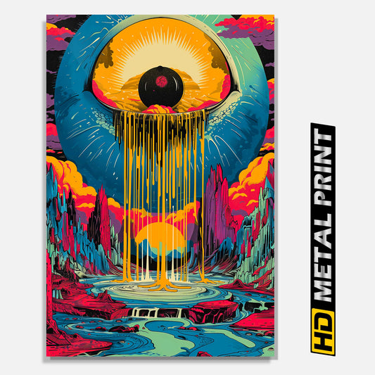 Dripping Eye Trippy Scape Acid Psychedelic Metal Print