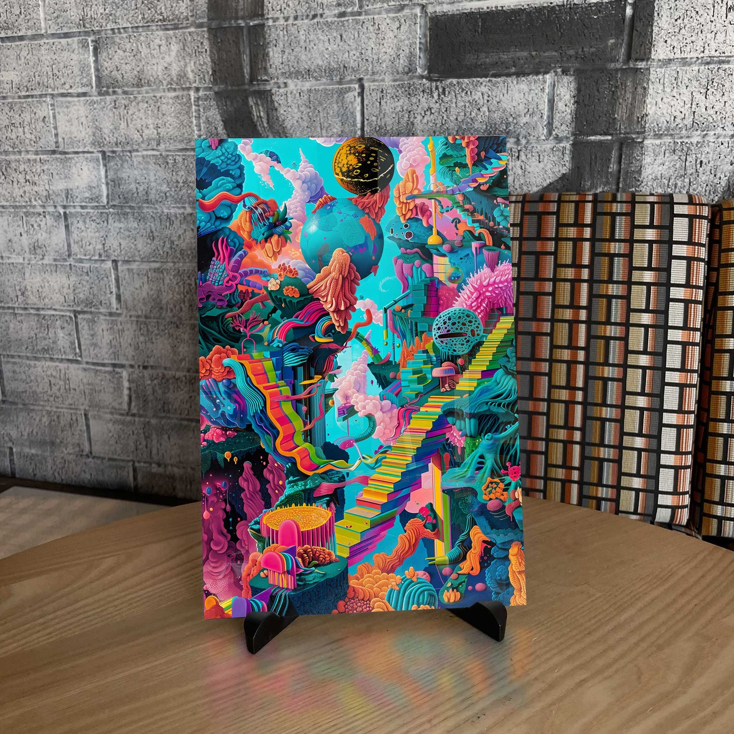 Trippy Scape Acid Psychedelic Vibrant Metal Print